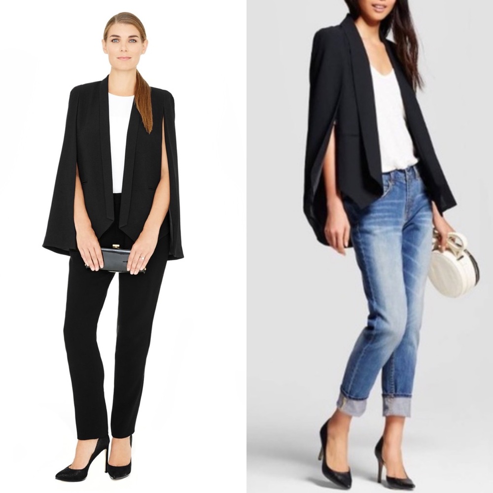 Black Cape Blazer Jacket Who What Wear